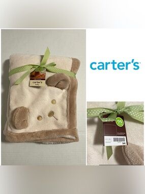 🆕CARTER’S - NWT - 40”X30” - INFANT BROWN TAN BEAR COZY SHERPA BLANKET